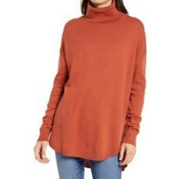 NWT Chelsea28 Turtleneck Sweater Long Sleeve Pullover Pima Cotton Blend Rust XXS - Picture 1 of 6